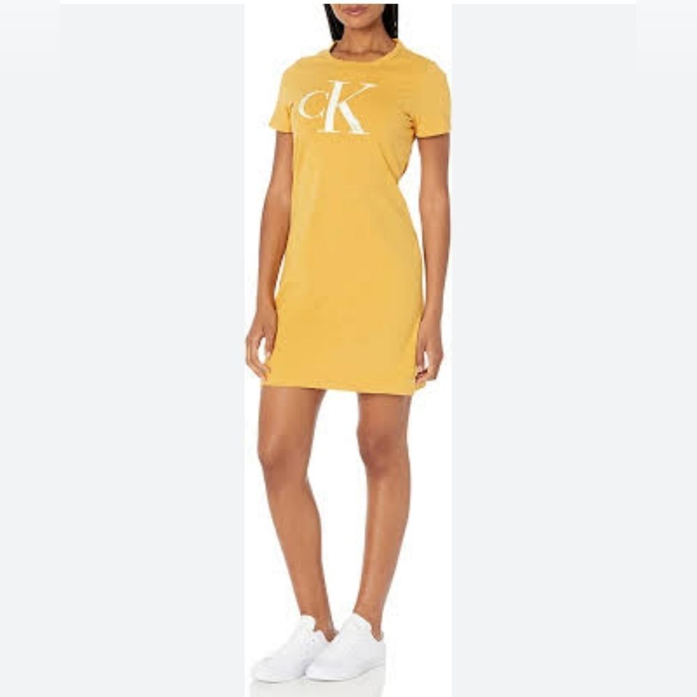 Calvin Klein Mustard Yellow T-shirt dress size XL